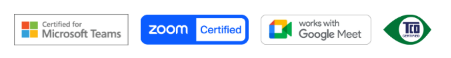 Certified for Microsoft Teams, Zoom Certified, works with Google Meet, TCO Certified